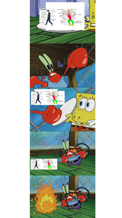 Mr. Krabs hates Virgin vs Chad meme