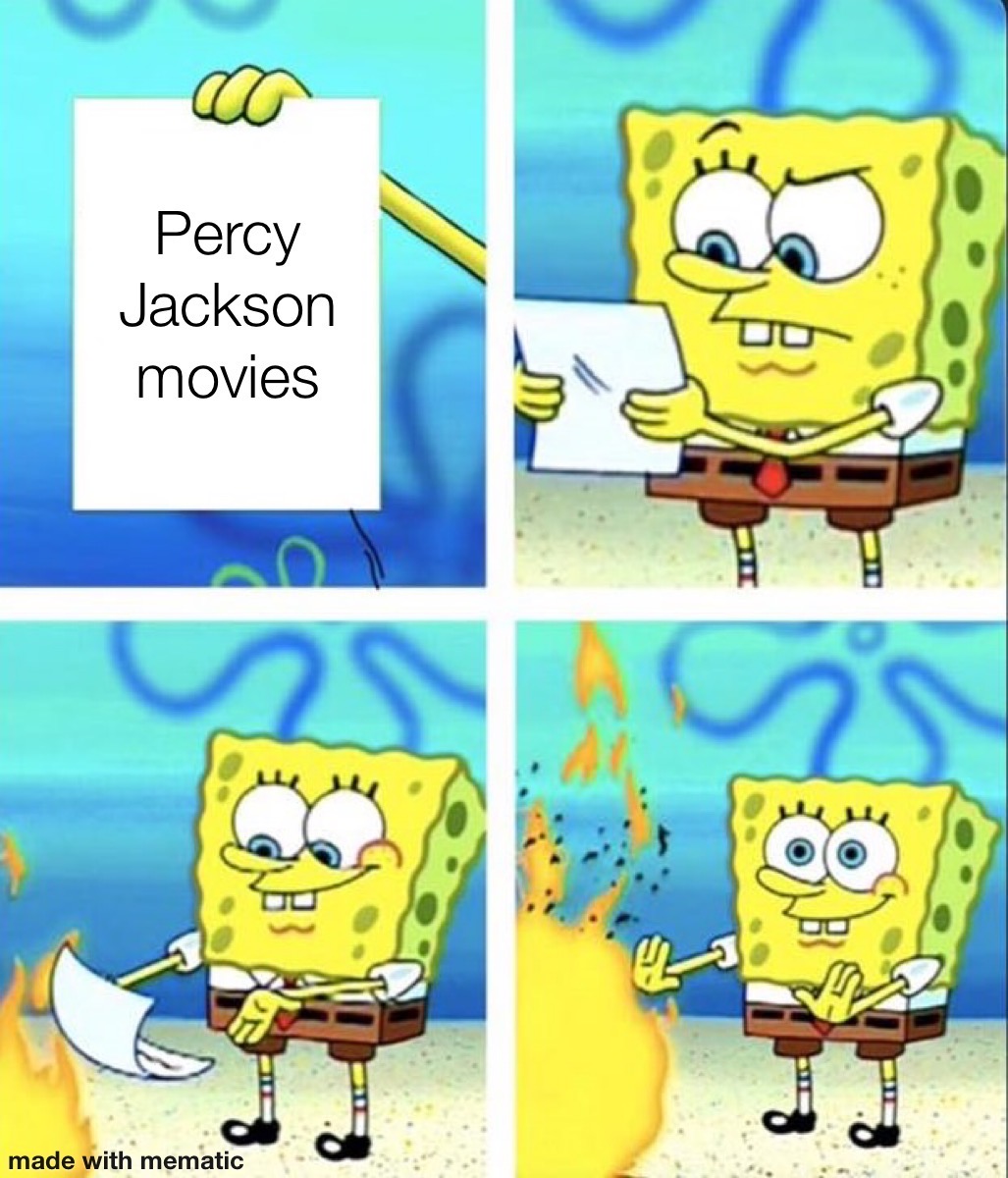 SpongeBob burns the Percy Jackson movies