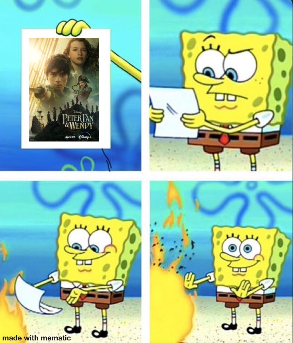 SpongeBob burns Peter Pan and Wendy