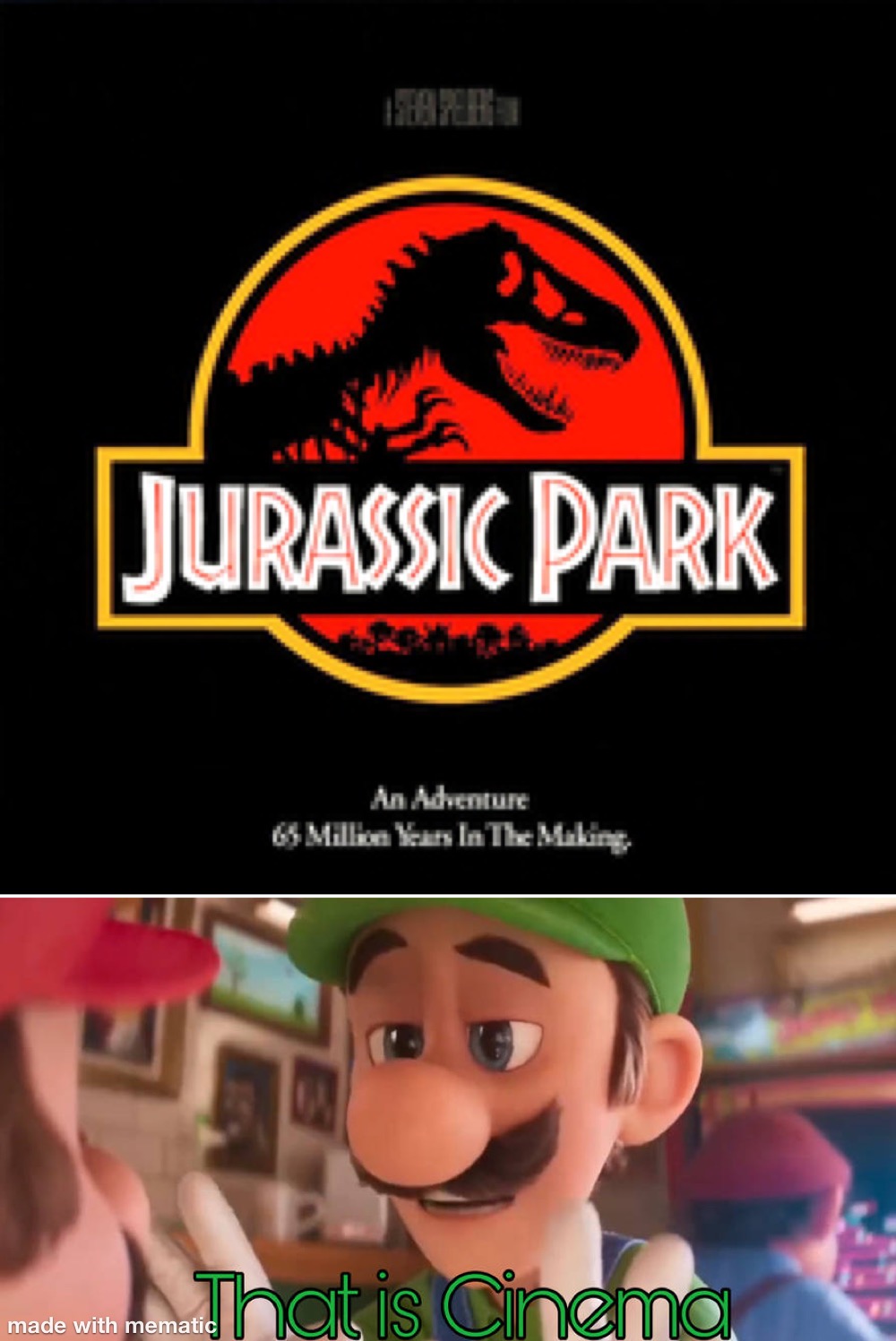 Luigi calls Jurassic Park cinema