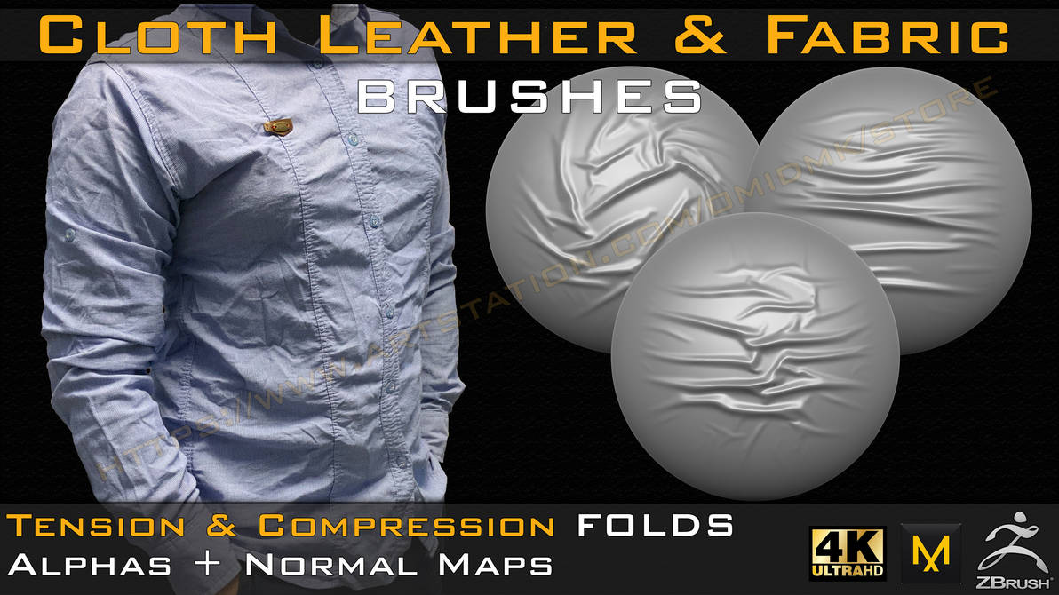 50 Fabric Brushes Tension Compression Folds Vol02 3D model