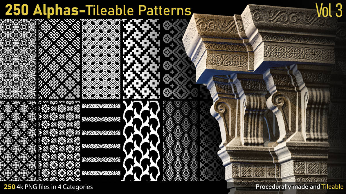 250 Alphas-Tileable Patterns-Vol3 by cgartools on DeviantArt
