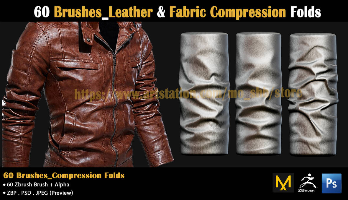60 Brushes_Leather - Fabric Compression Folds by cgartools on DeviantArt