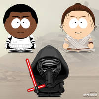 Finn, Rey and Kylo Ren in South Park