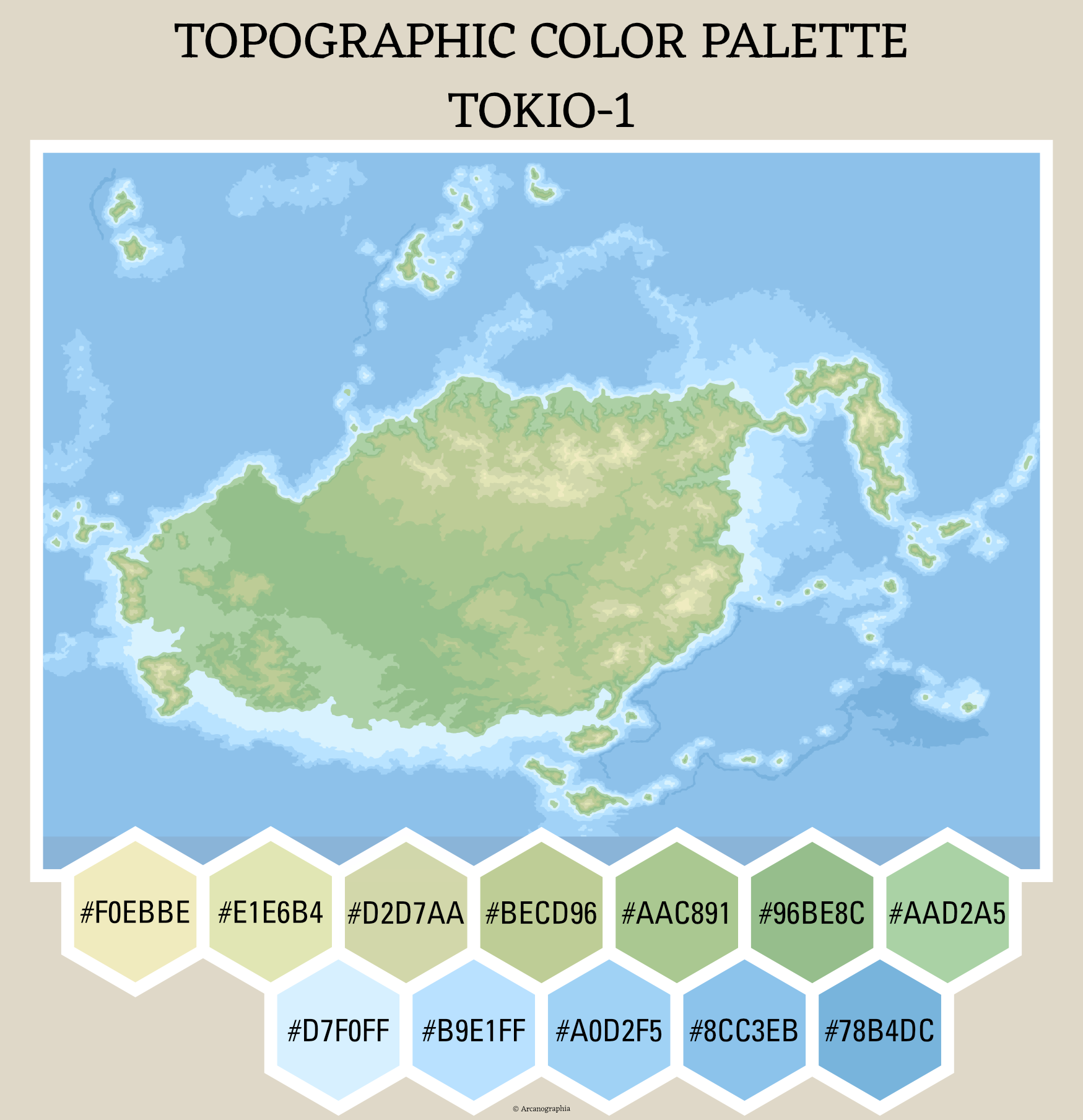Tokyo Map Color Topographical Color Palette 'Tokio-1' by Arcanographia on DeviantArt