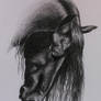 friesian horse in charcoal