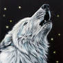 Howling white wolf