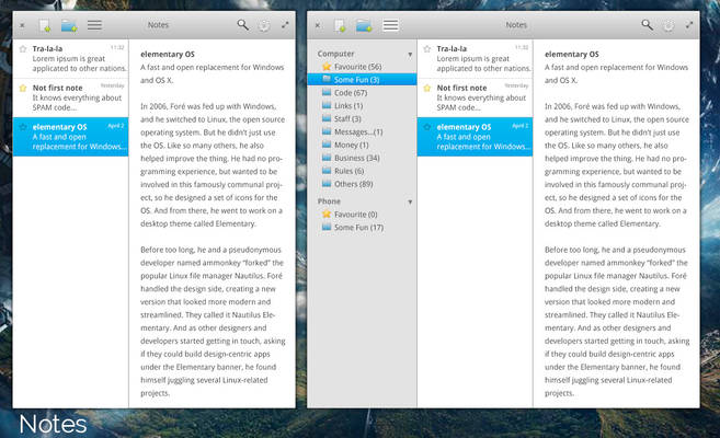 elementary OS Notes app mockup version 2