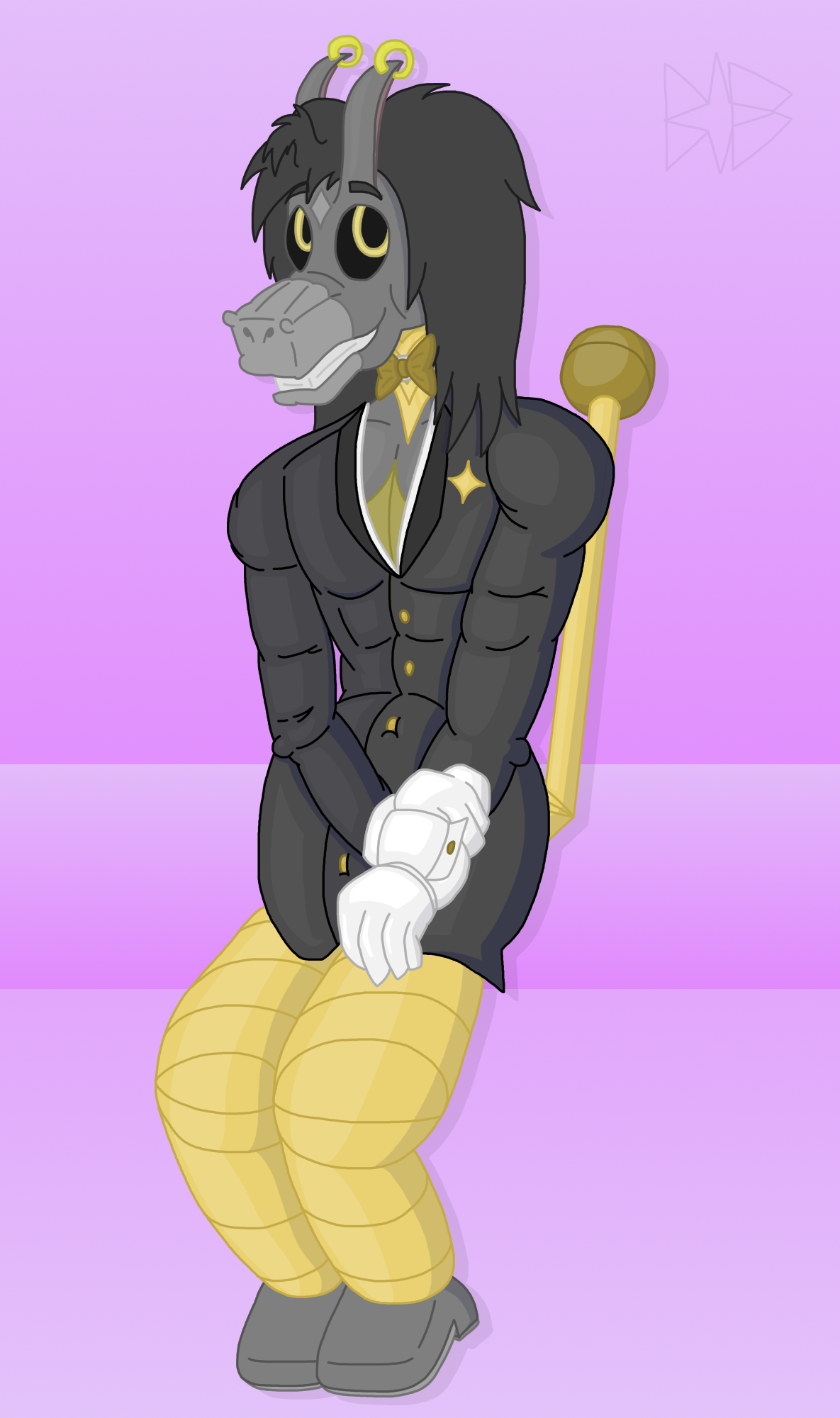 My sona is a mix between a donkey and a slot machine, making him half organic, half mechanical!