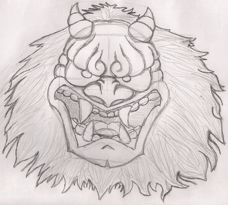 Noh mask tattoo design