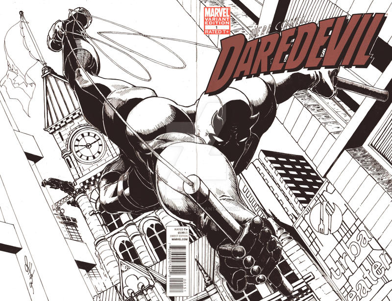 DD drawn on Daredevil #1 blank variant-SOLD