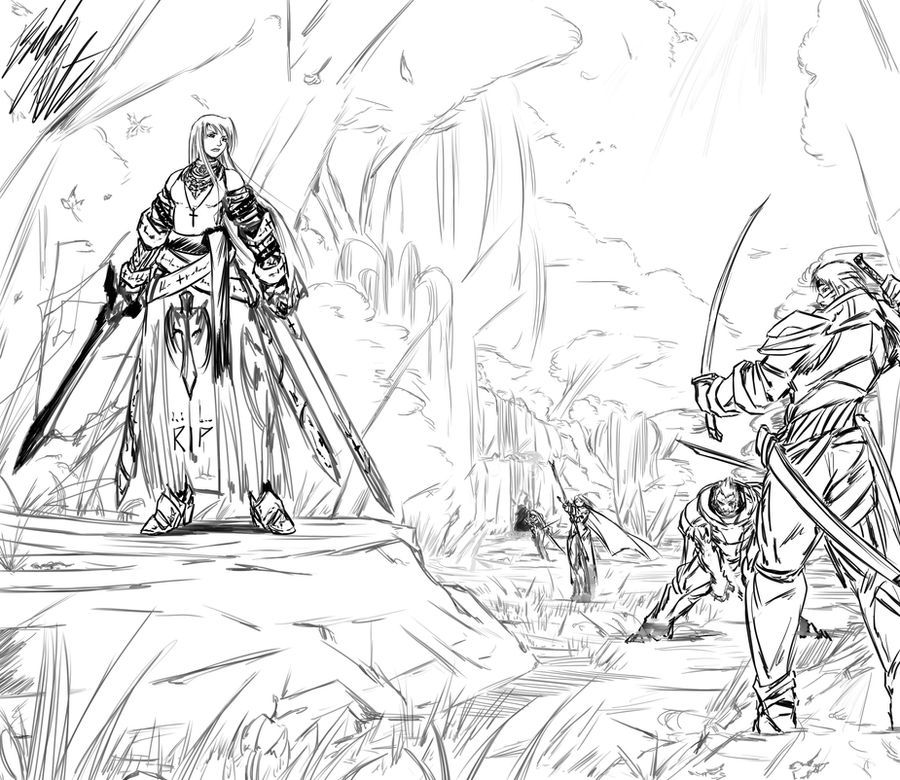 Contour Rivalry Drawings Lineart: Confrontation by PeterPrime on DeviantArt