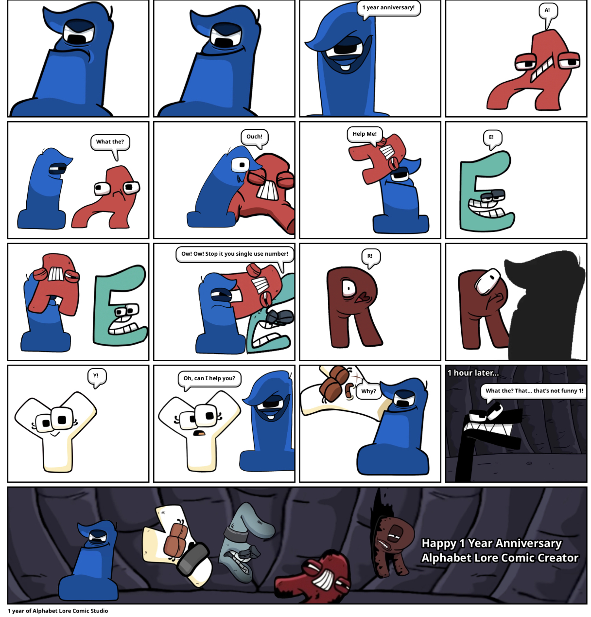 Alphabet Lore 1 Year Anniversary Comic! ( Sadly the 3 in the comic is not  official ) : r/alphabetfriends