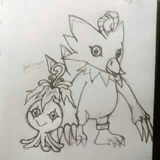 biyomon and yokomon uncolored