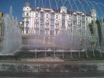 rainbow in a fountain