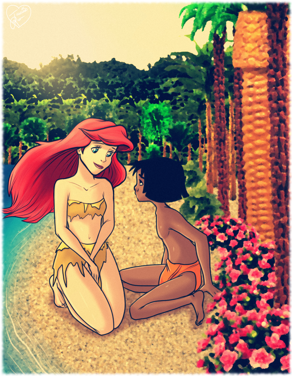 Mowgli meets Ariel