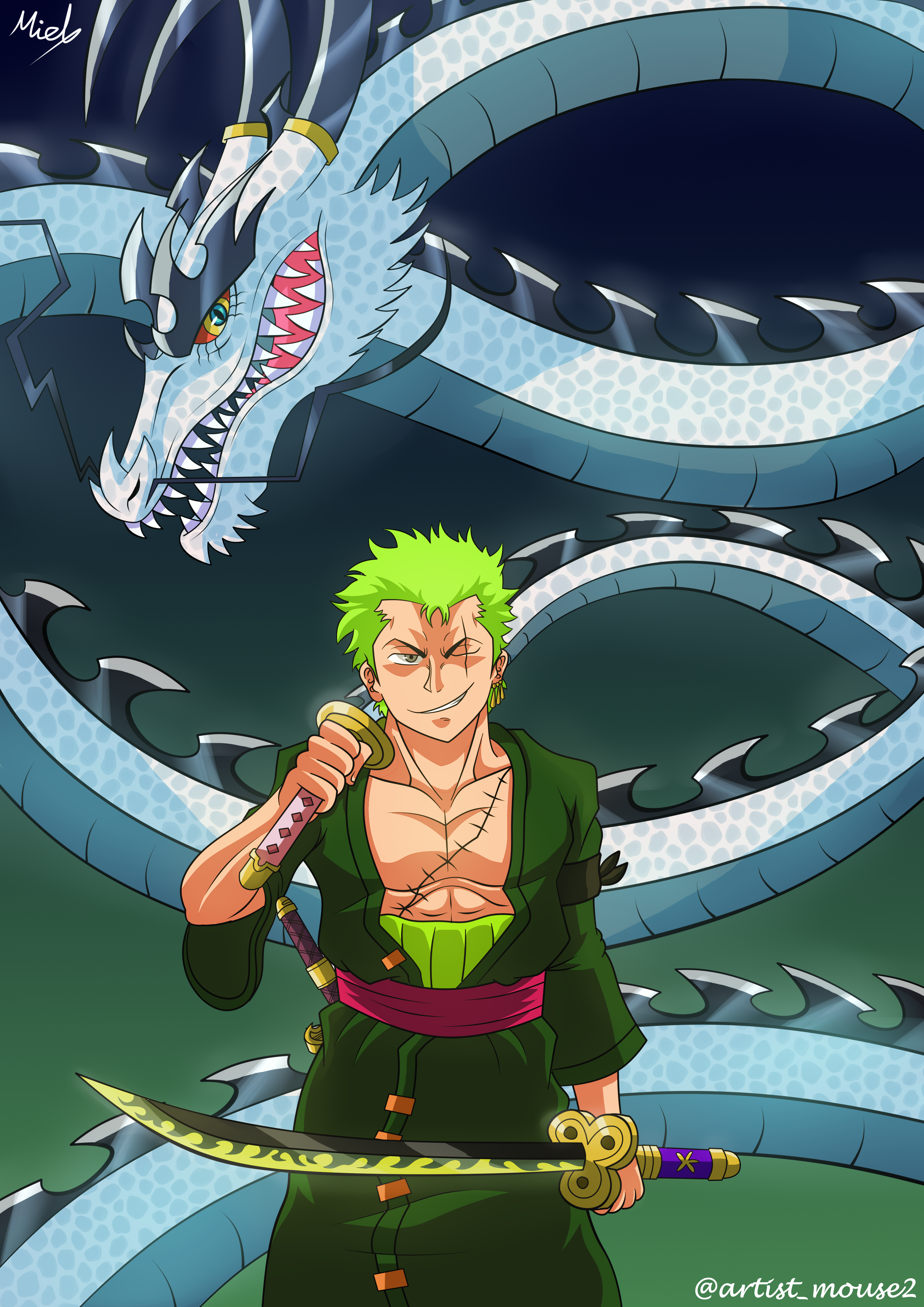 Roronoa Zoro with the Devil Fruit of Kaido by zorokenpachii on DeviantArt