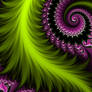 Green and purple Spirals 4k Fractal Render