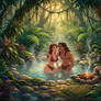 Tarzan and Jane bathing in the hot source