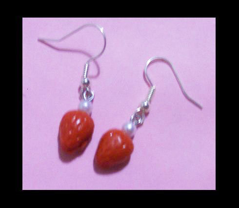 Strawberry and pearl earrings