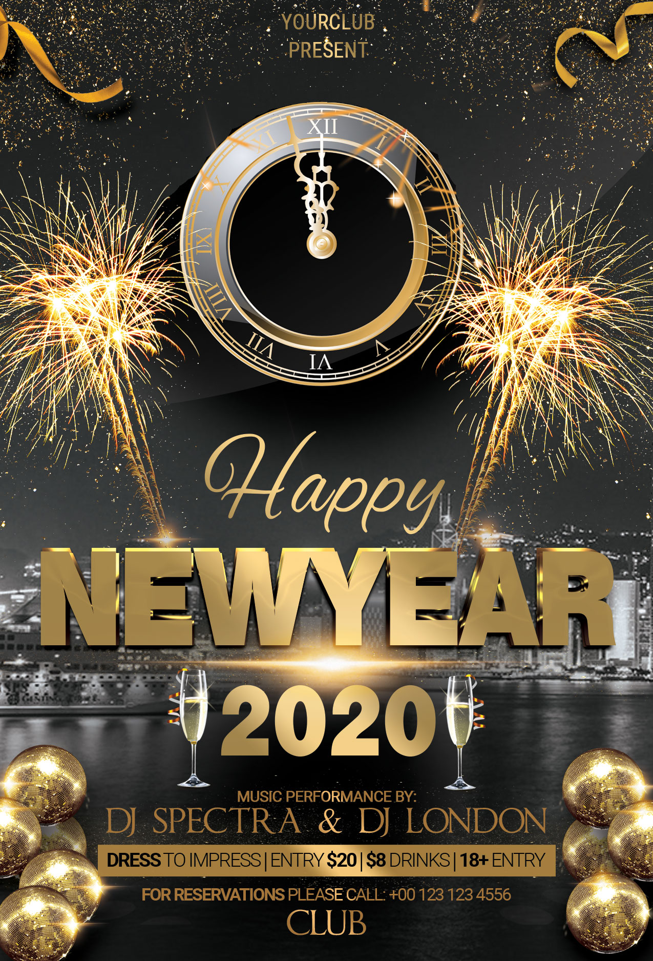 Happy 23 New Years Free PSD Flyer Template by StudioFlyers on Inside Free New Years Eve Flyer Template
