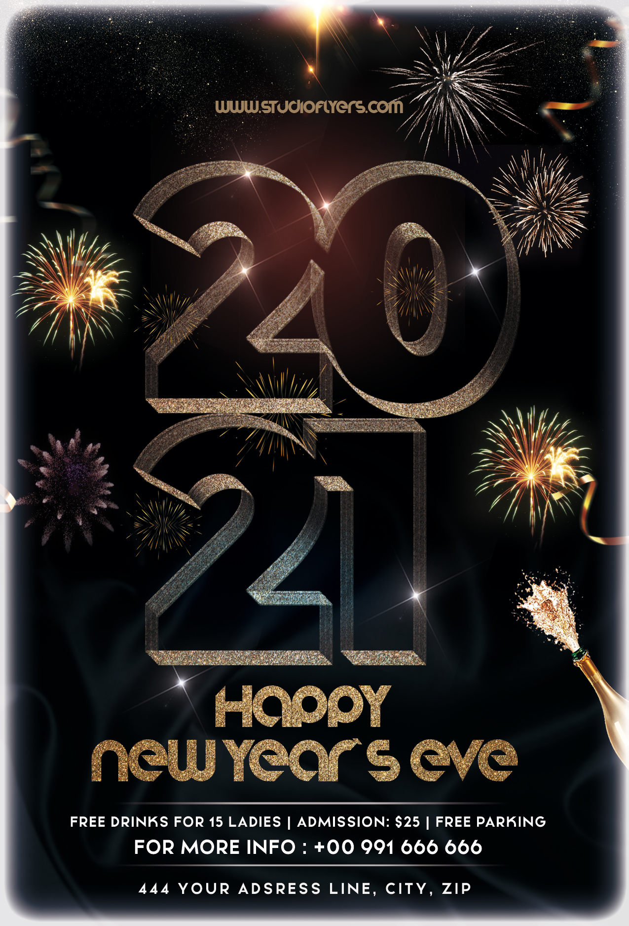 Happy New Year Eve 23 Free PSD Flyer Template by StudioFlyers on Regarding Free New Years Eve Flyer Template