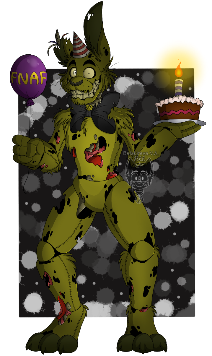 Happy Birthday FNaF 3! Did a quick Springtrap painting to