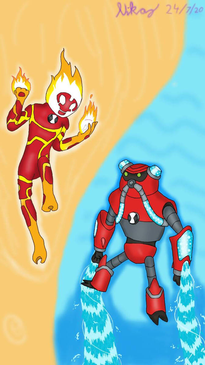 Heatblast and Overflow drawing by kittykattycute on DeviantArt