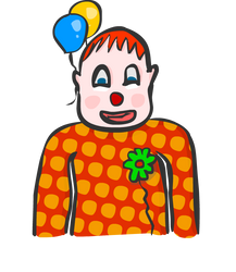 a clown with two balloons