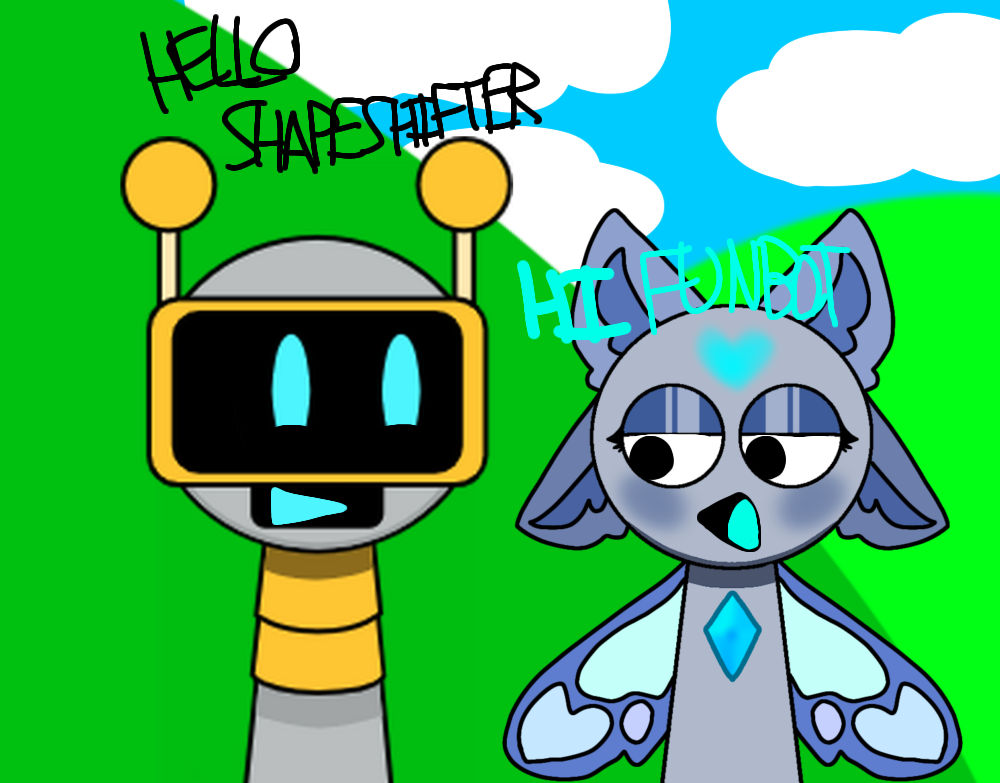 Funbot meets Skyler after transformation by mufflesgoofycat on DeviantArt
