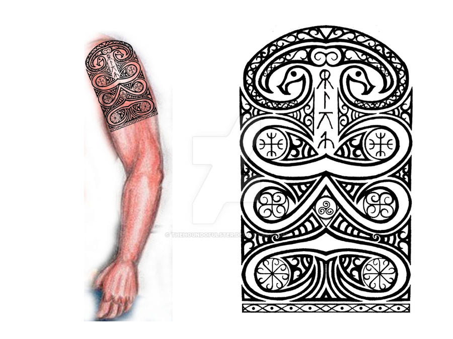 Sarmatian shoulder-arm tribal tattoo