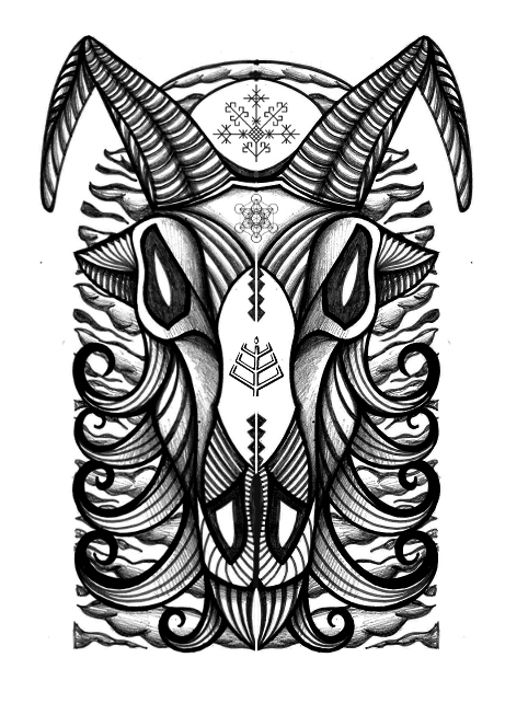 Goat Skull half sleeve tattoo by thehoundofulster on DeviantArt