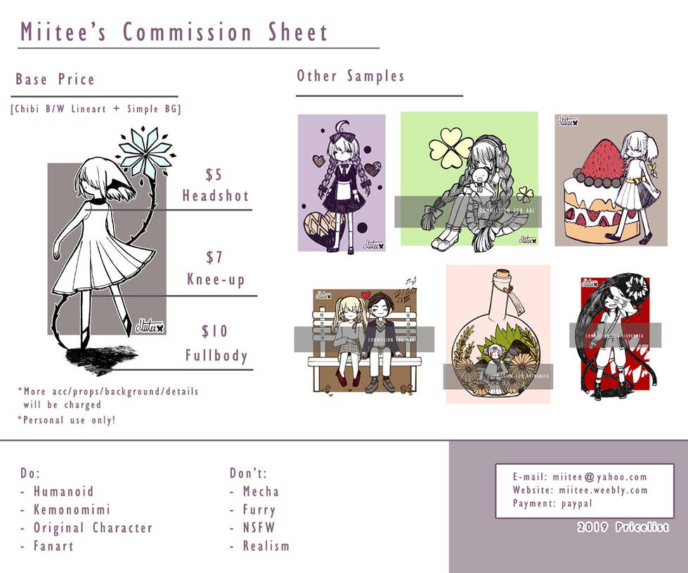 Commission Sheet by Miitee Commission Sheet by Miitee
