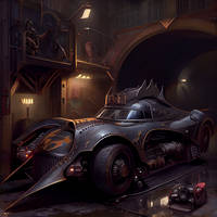 Steampunk Batmobile In The Garage