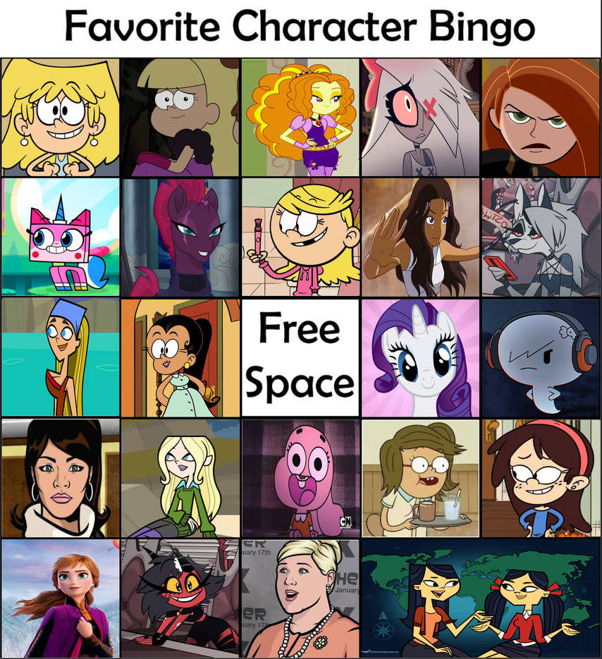 Favorite Character Bingo - Cartoon Females #2 by Matthiamore on DeviantArt