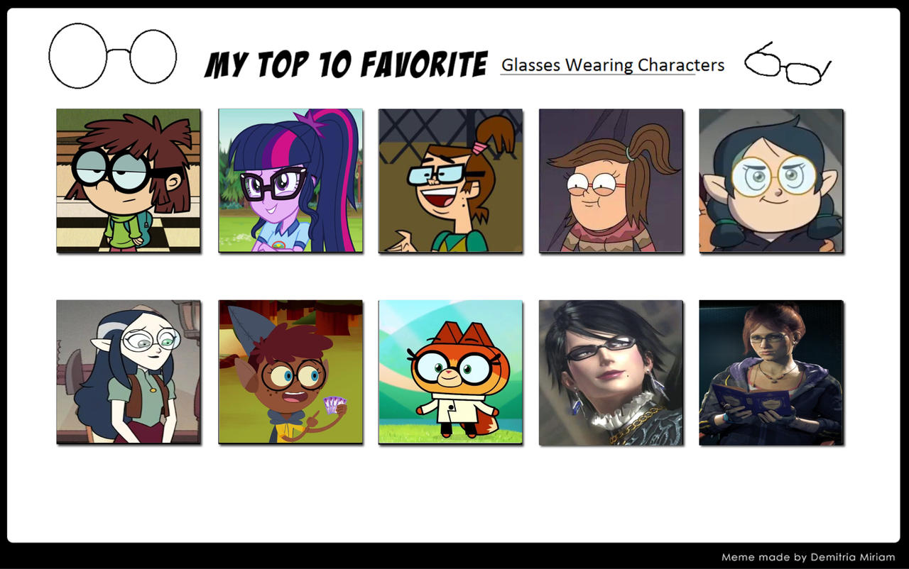 Top 10 Glasses-Wearing Female Characters by Matthiamore on DeviantArt