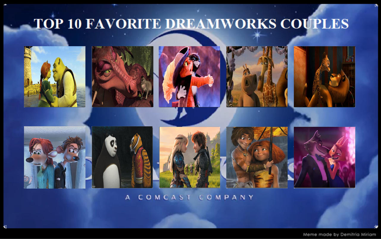 Dreamworks's Deviantart Top 10 Dreamworks Couples by Matthiamore on DeviantArt
