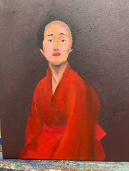 Lady in red.