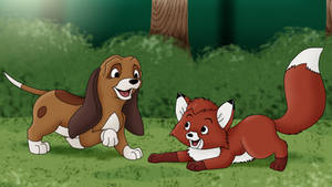 Tod/Red and Copper/Toby playing