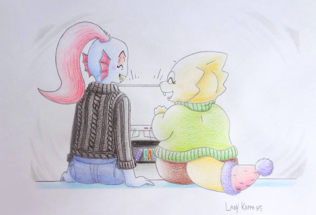 Alphys x Undyne - February art by Lady-Kappa on DeviantArt