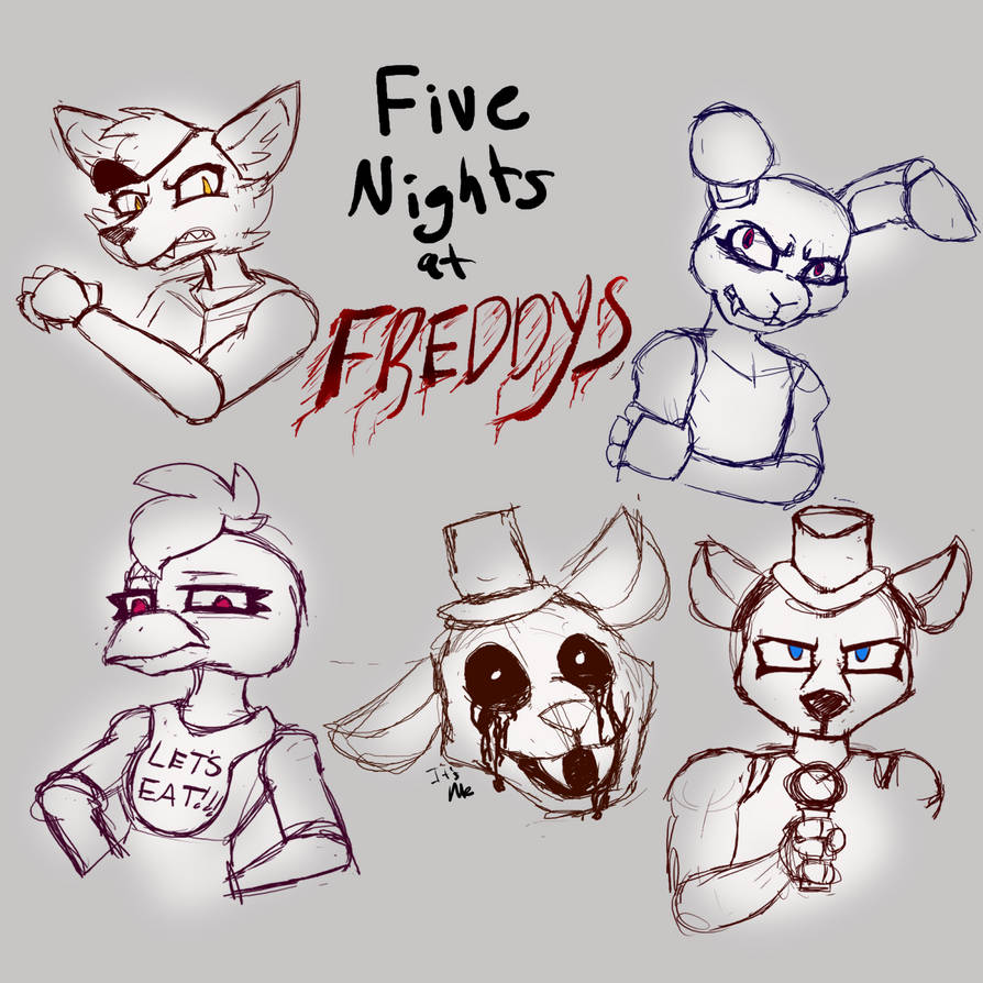 The FNAF 1 gang! I plan on drawing every single animatronic and