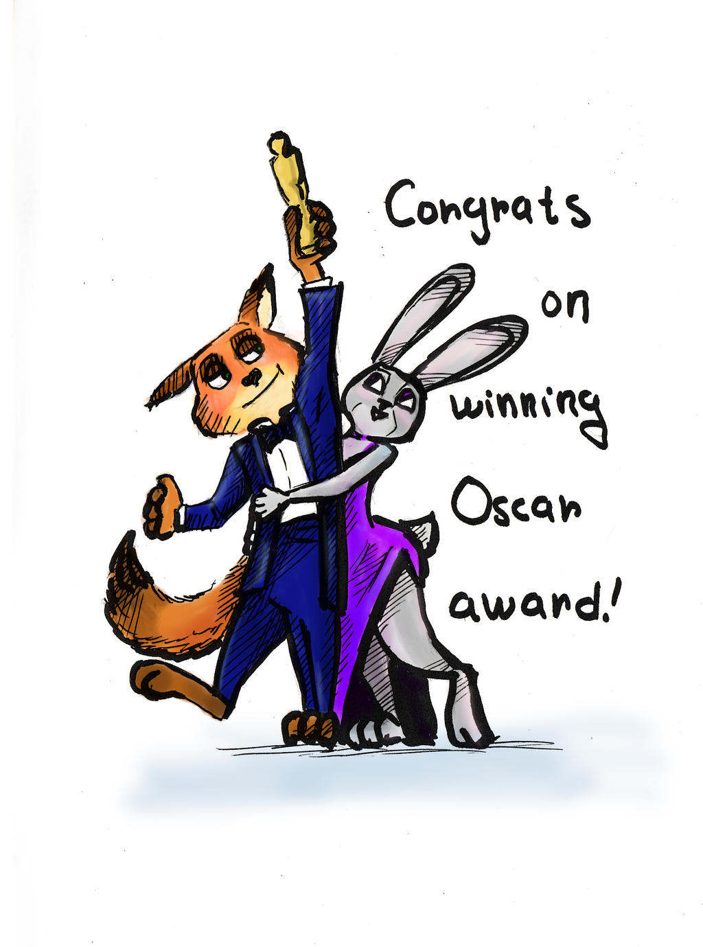 Oscar to Zootopia sketch coloured