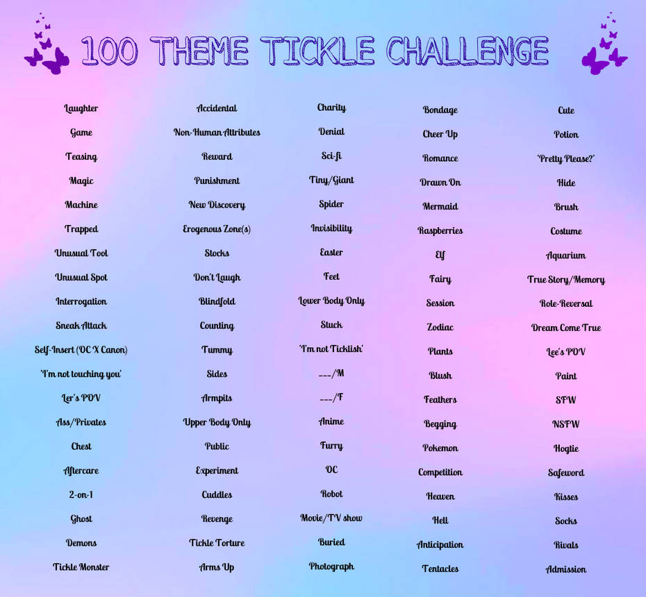 100 Tickle Prompts by CrystalStarlight4657 on DeviantArt