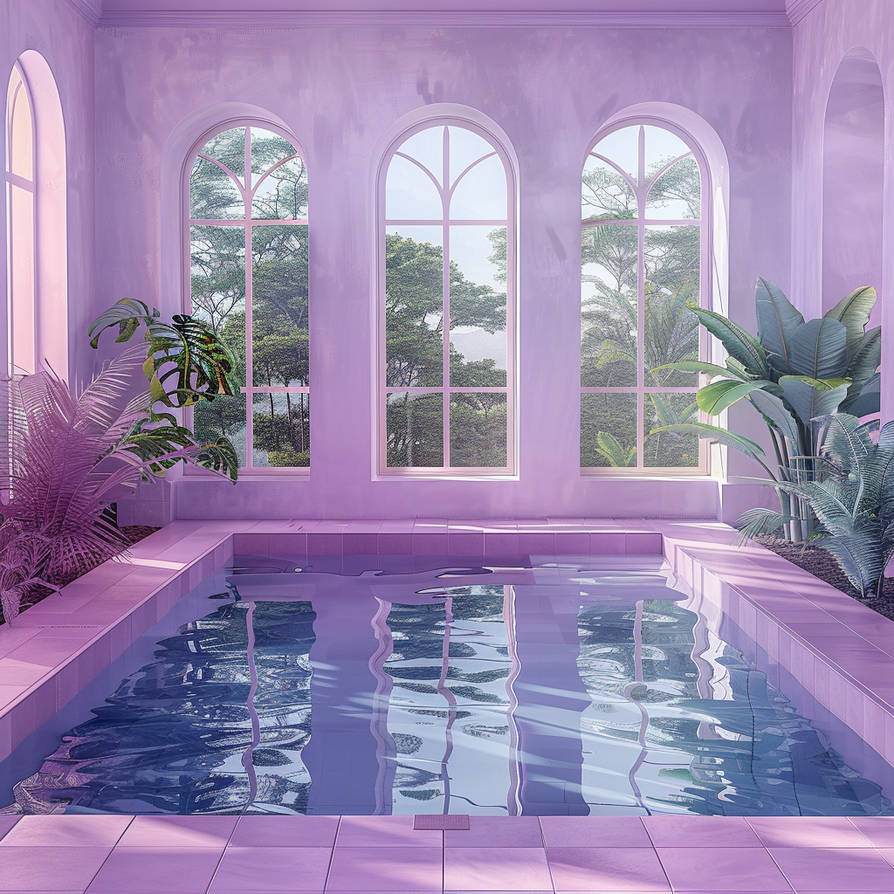 Nata8394 Pastel Lilac Swimming Pool Surrounded By by NatashaDerets on ...