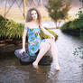 Sitting on rock in shallow waters