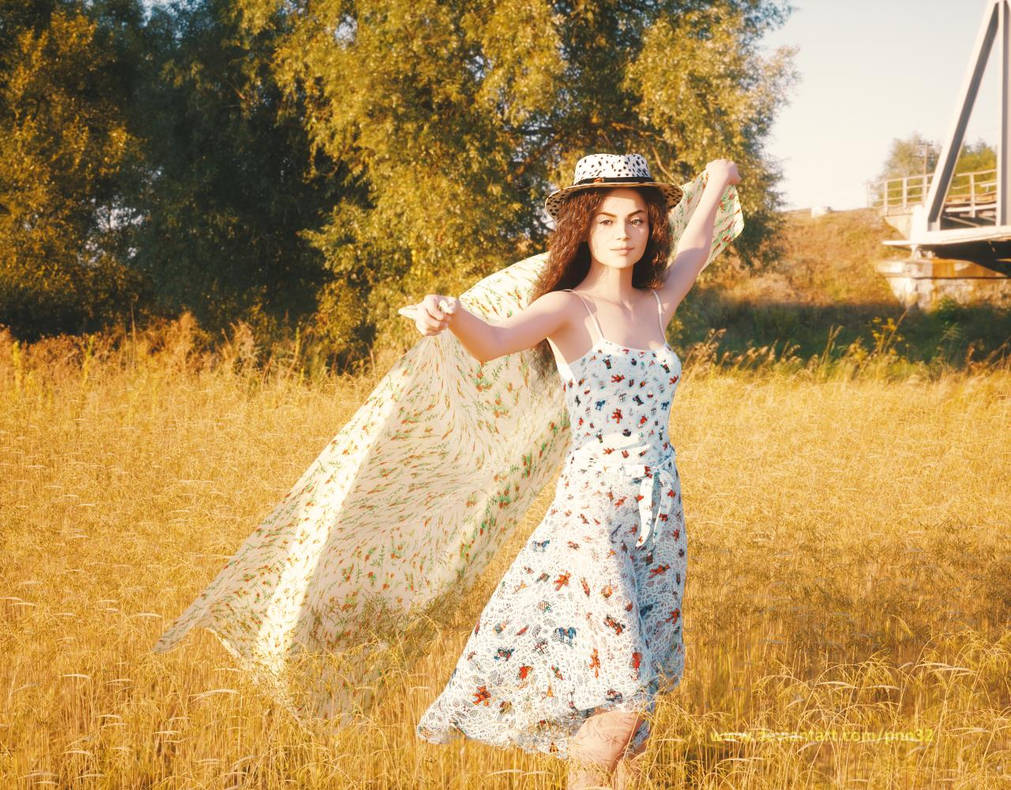 Crossing the windy summer field