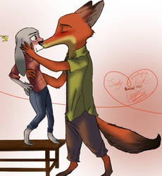 Nick x Judy kiss scene by hjuju