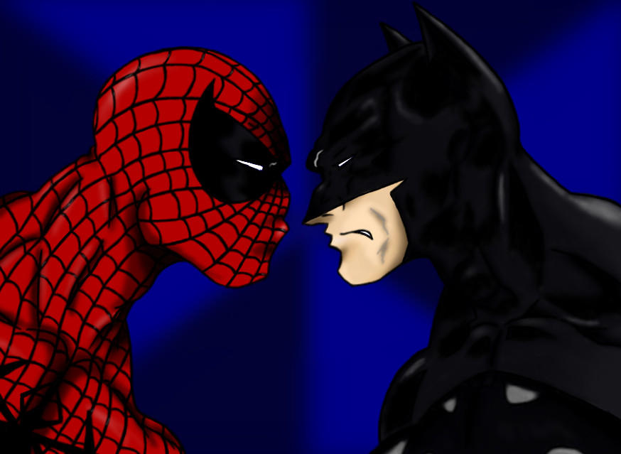 Супермен против человека паука пародия. Бэтмен против человека паука. Человек паук и Бэтмен. Человек паук против Бэтмена. Человек паук vs Бэтмен.