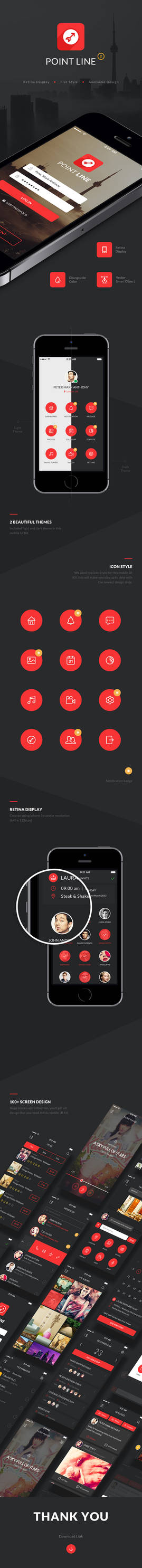 Point Flat Mobile App UI Kit by diekave