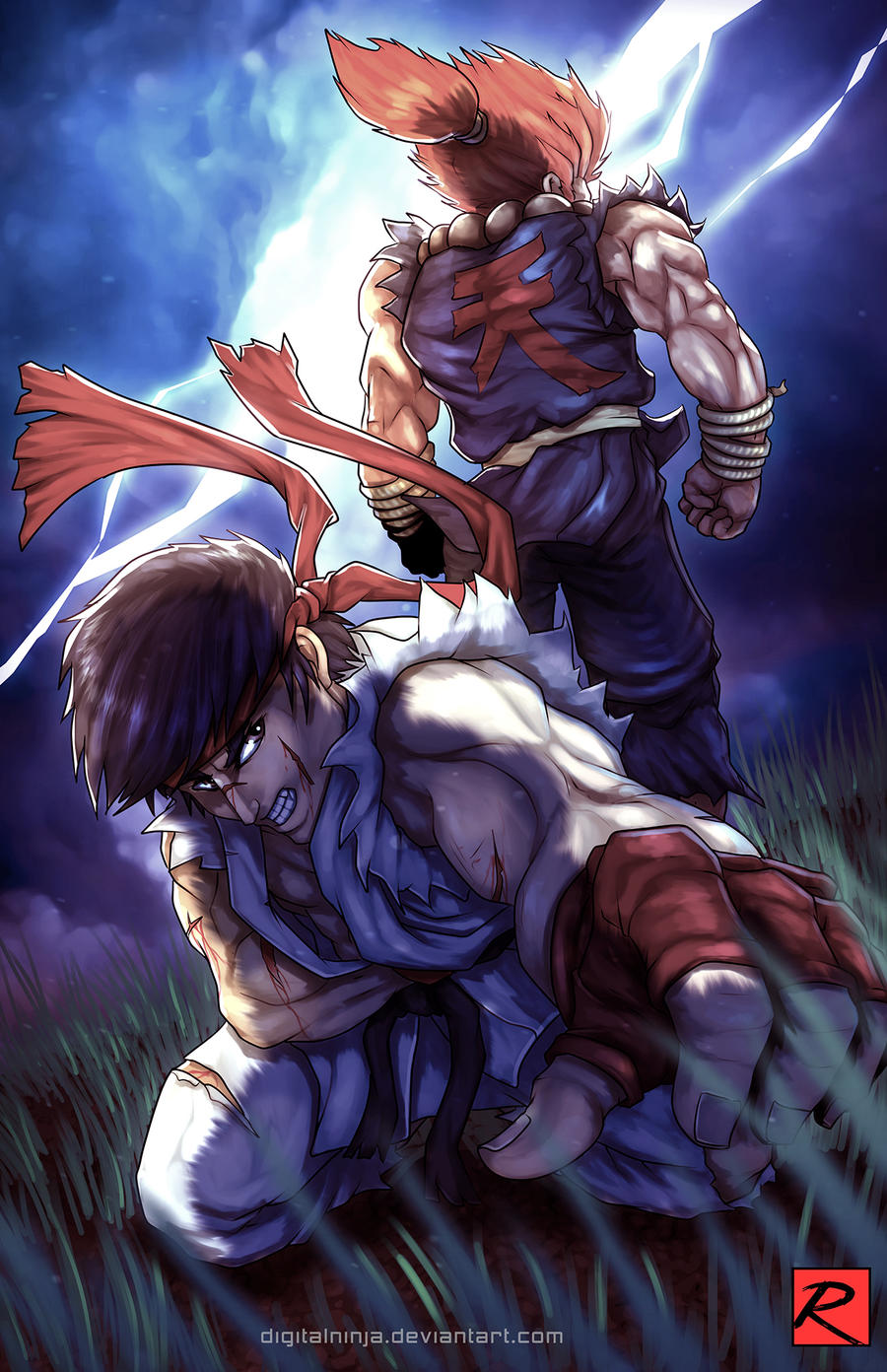 Epic street fighter battle between ryu and ken